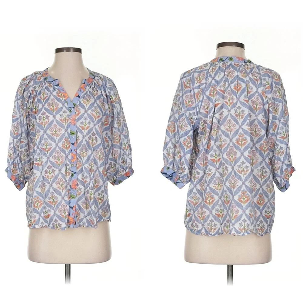 HANNAH ARTWEAR lena blouse in campanilla iris M (2) - Picture 2 of 6